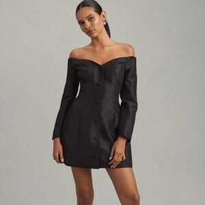 New Anthropologie Hutch Off-The-Shoulder Black Mini Dress - XS - org $188
